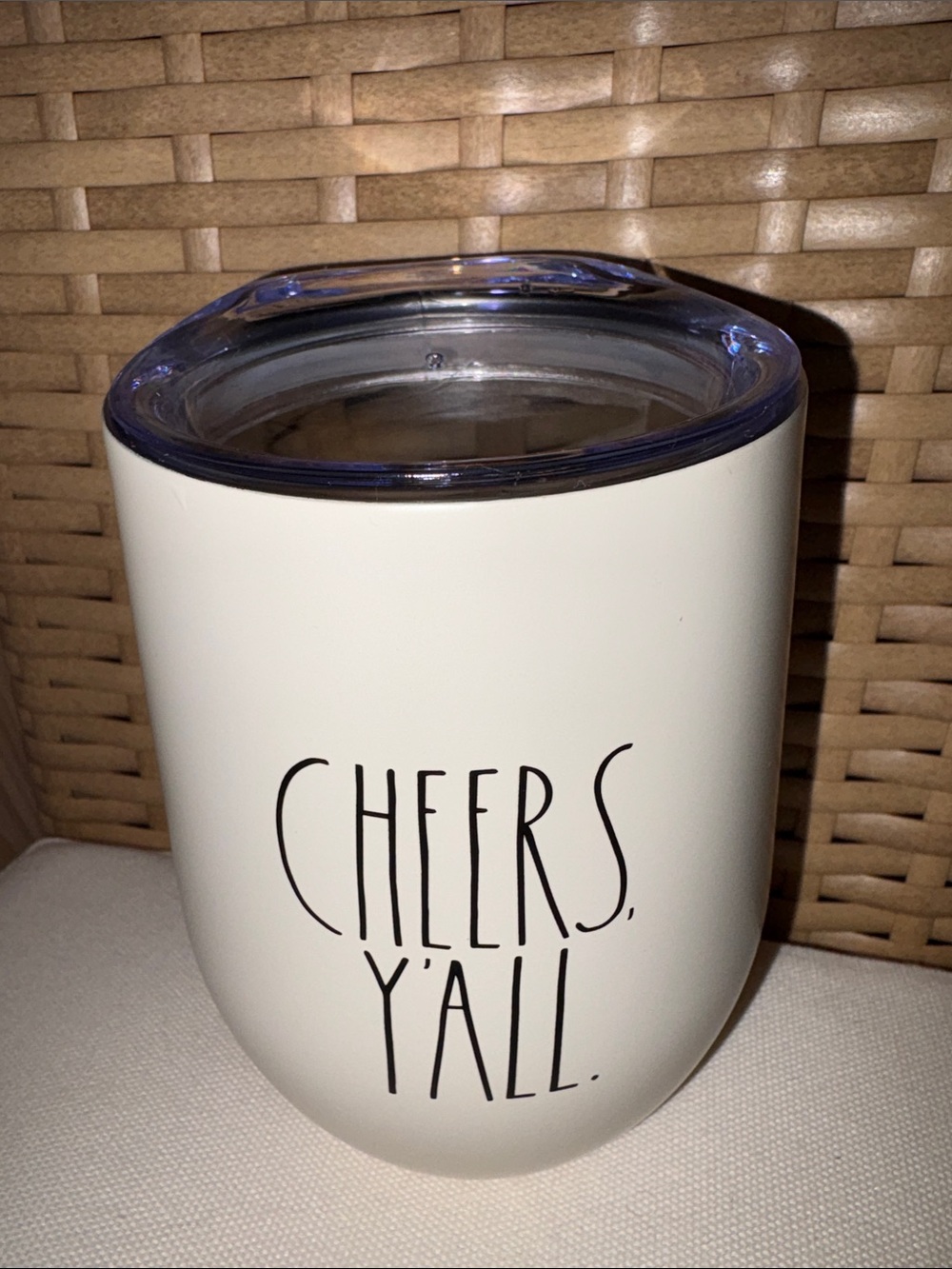 Rae Dunn Cheers Y'all Insulated Tumbler - Cream with Black Script